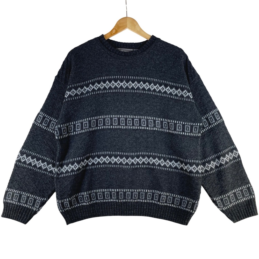 vintage 1990s grandpacore sweater L geometric striped skater grunge indie sleaze
